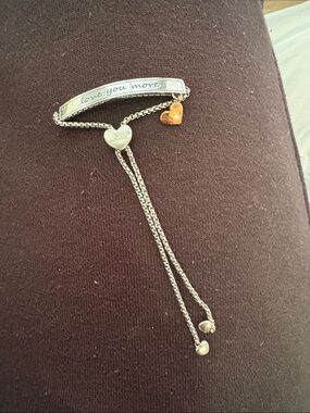 Love You More Silver Slider hallmark Bracelet with Heart Charm